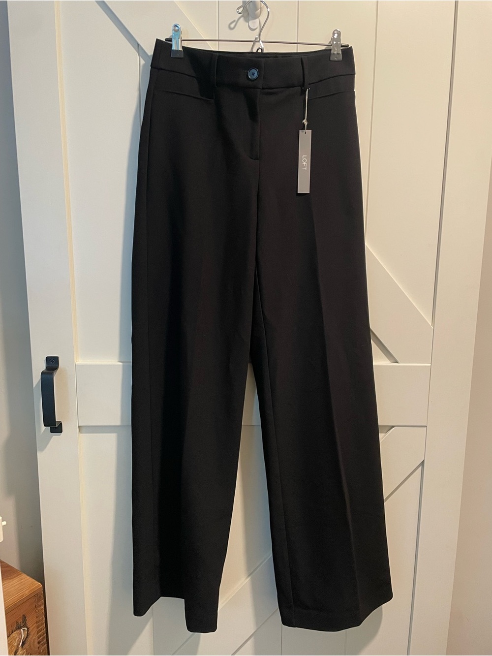 LOFT Black Wide-Leg Trousers